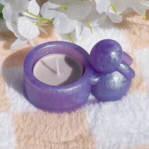 dark purple bunny tea light holder