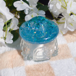 glass mushroom house jar blue home decor