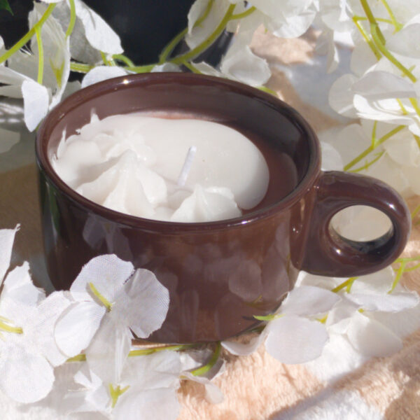 thrifted coffee cup candles beeswax brown coffee scented