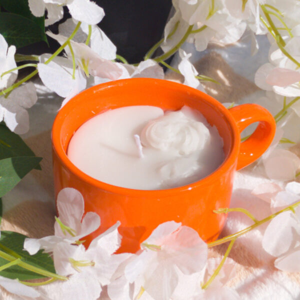 thrifted coffee cup candles beeswax orange coffee scented